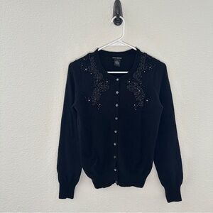 Vintage Lucky Brand BlackBeaded Cardigan - Dark Academia Romantic Whimsigoth - S
